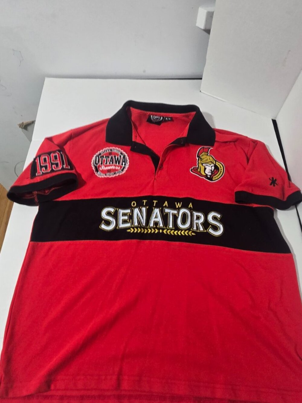Ottawa Senators NHL Official Licensed Embroidered Polo Shirt Red Black Men's XL - Picture 10 of 13